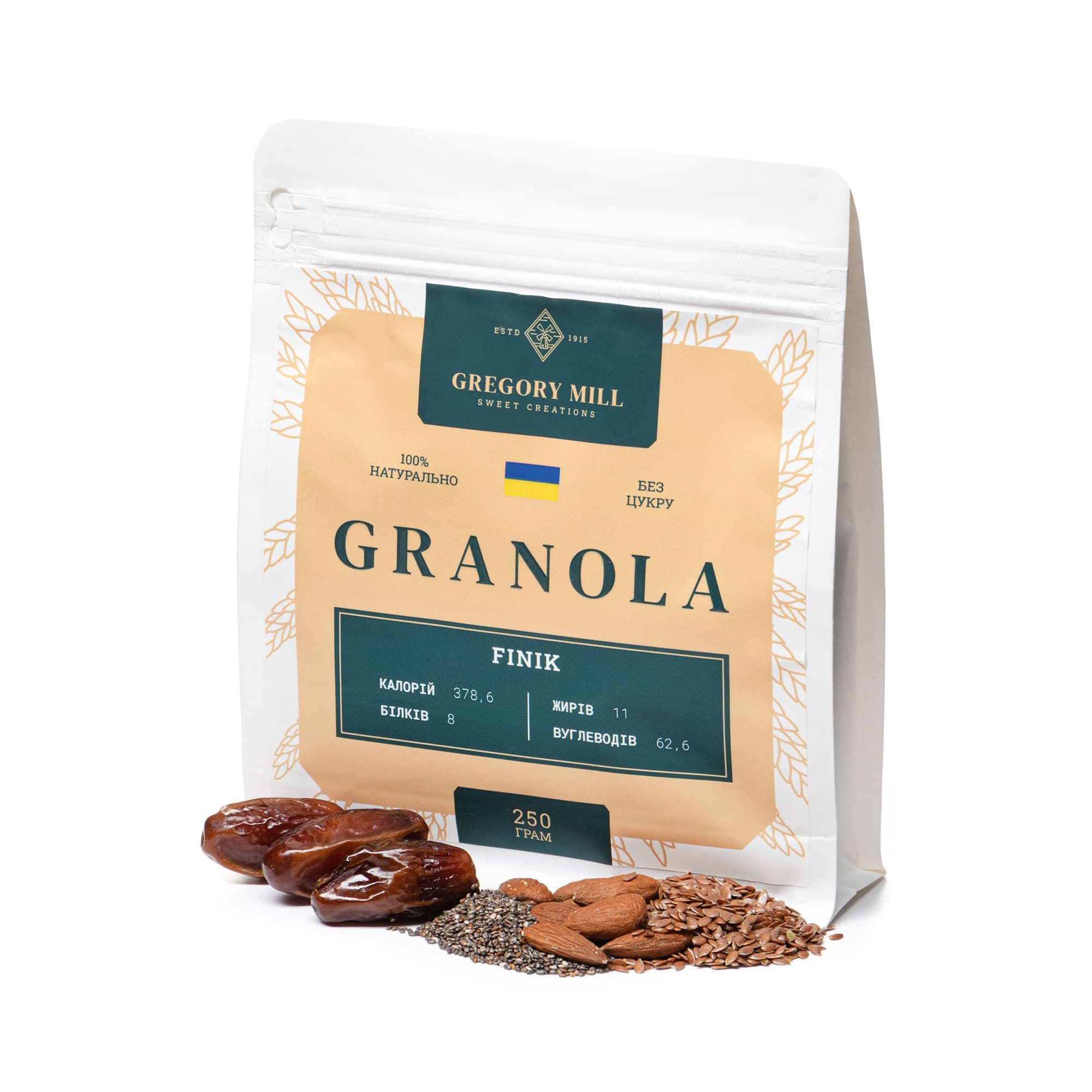 Набір граноли з фініком, трьома видами горіхів та імбирем, 750 г thumbnail