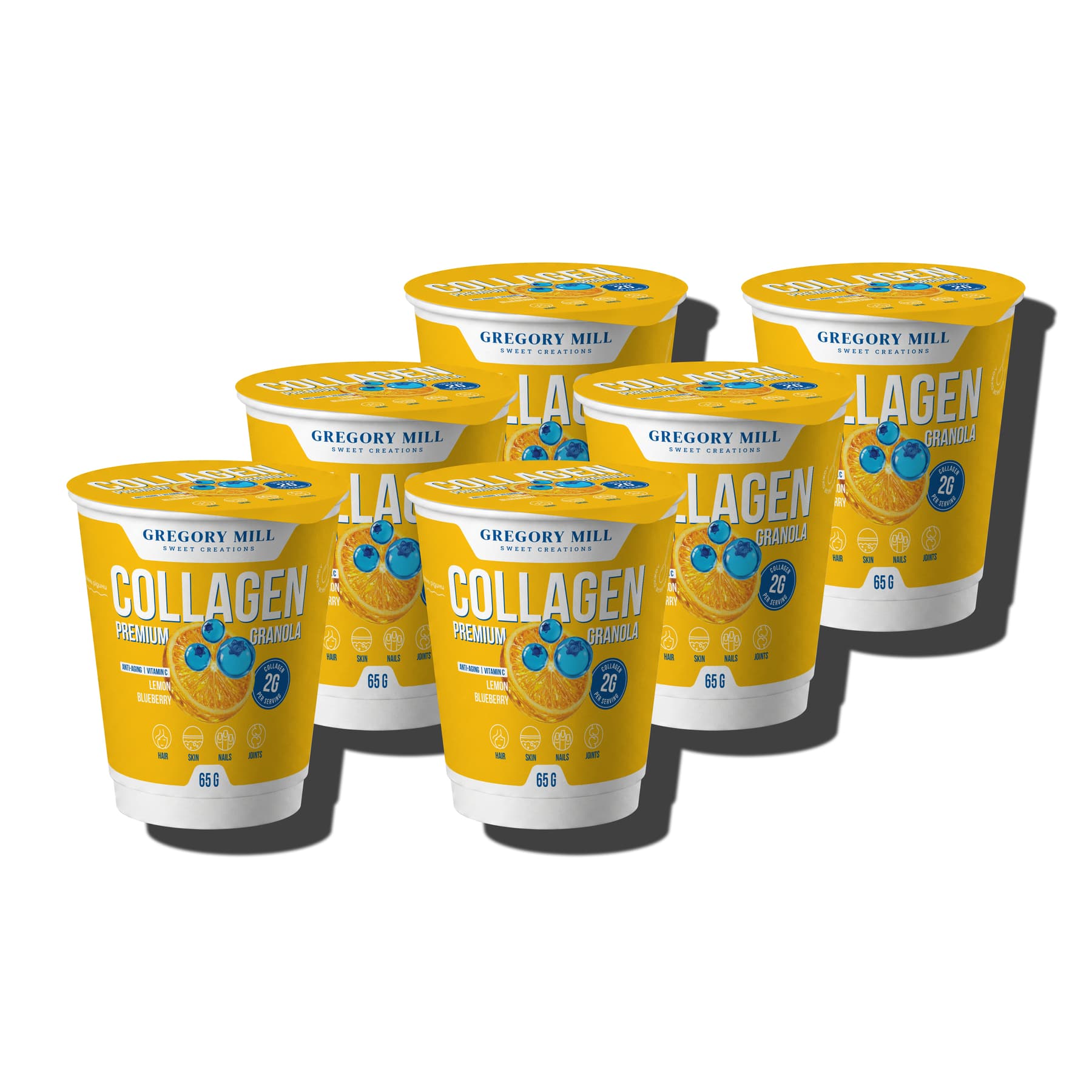 Набір порційної колагенової граноли з лимоном і чорницею, 390 г