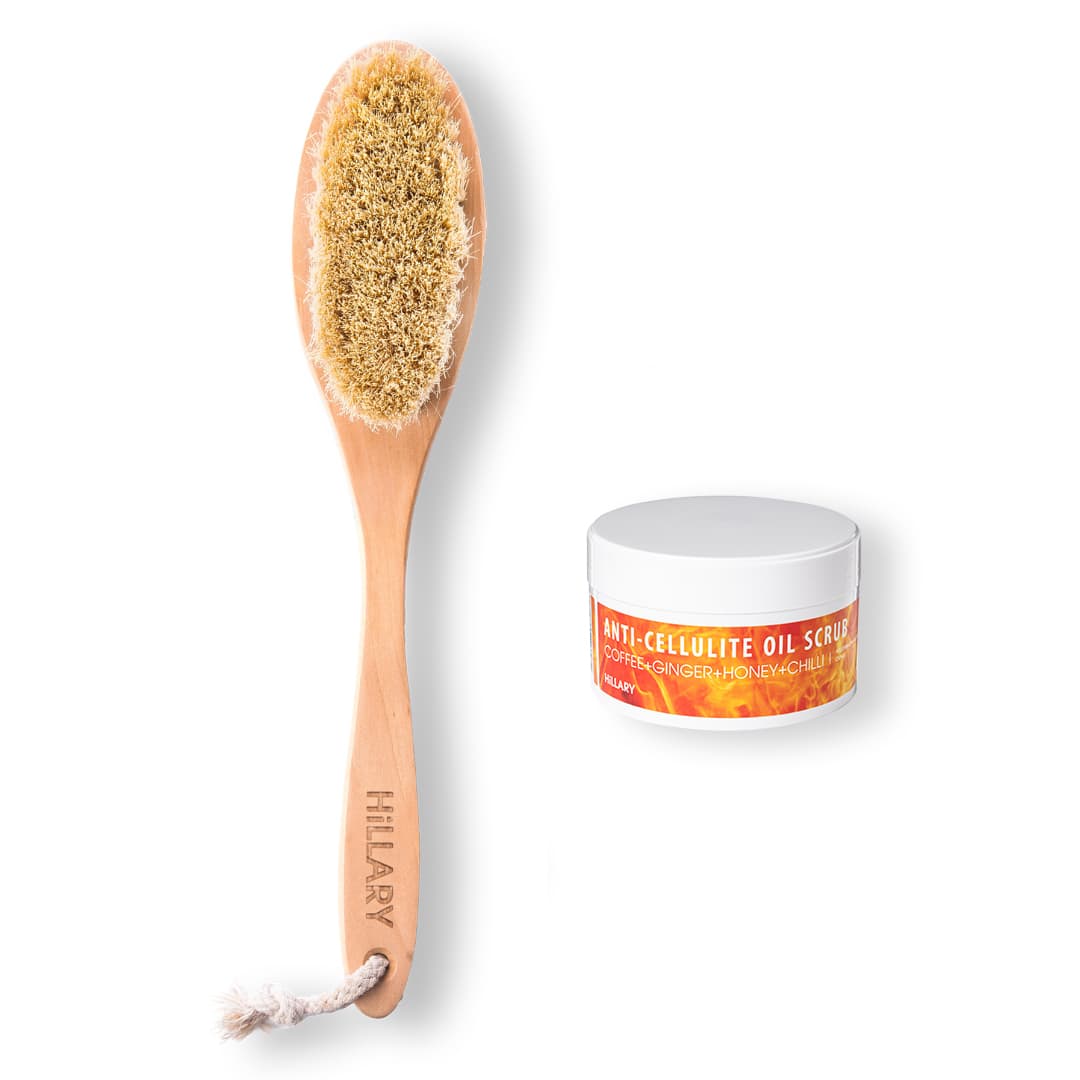 Масажна щітка для сухого масажу та антицелюлітний скраб