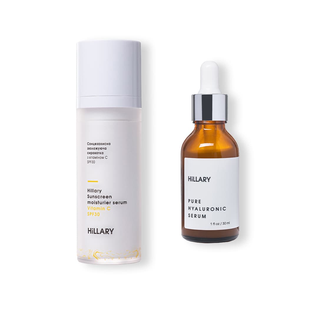 Сонцезахисна сироватка з вітаміном C SPF30 та гіалуронова сироватка Pure
