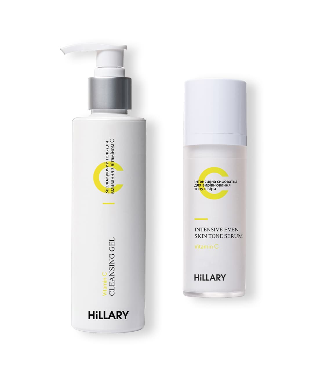 Сироватка для вирівнювання тону шкіри та гель для вмивання з вітаміном C
