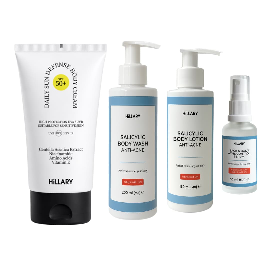 Комплекс "Контроль акне та сонцезахист SPF 50+" для тіла (Hillary)