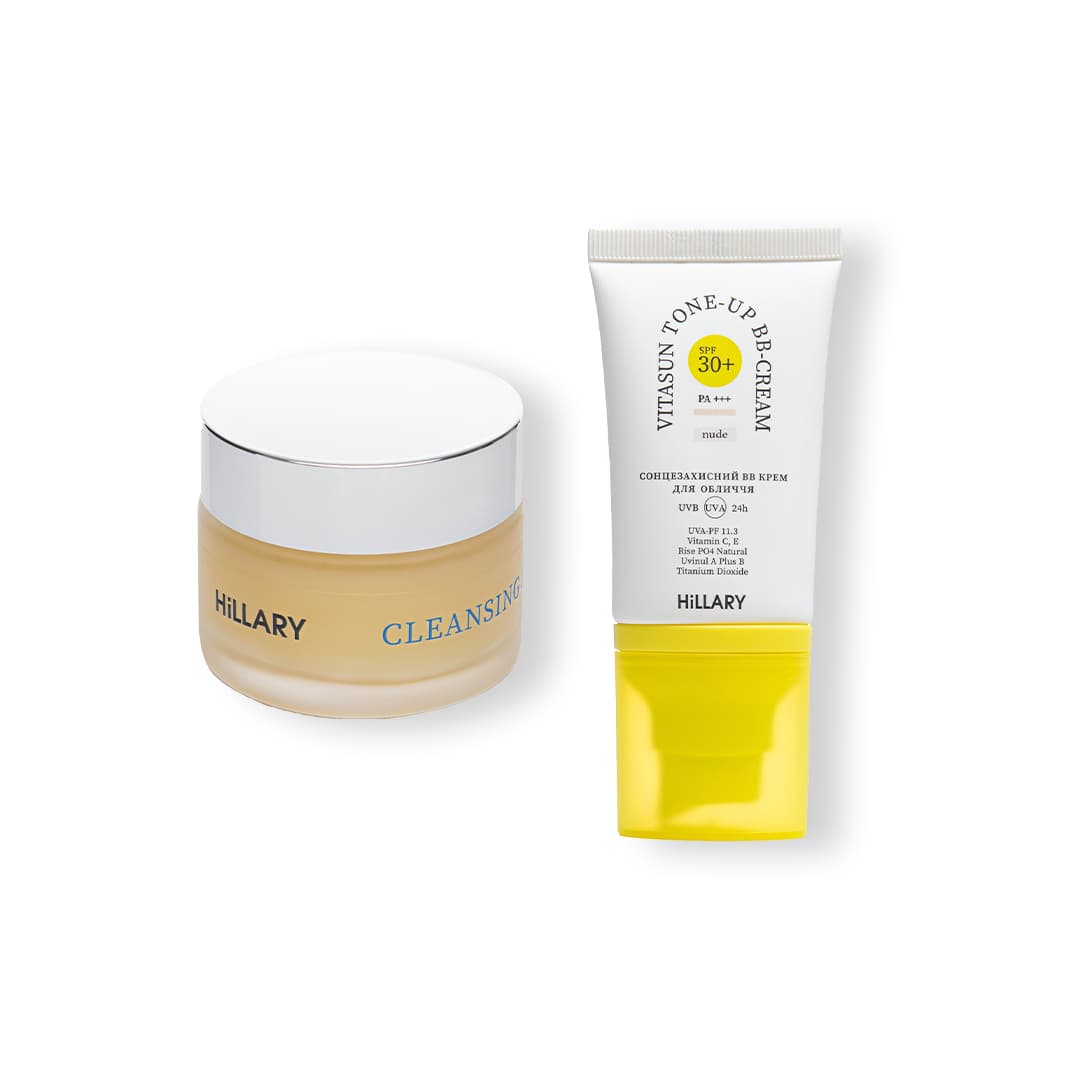 Очищувальний бальзам для зняття макіяжу та сонцезахисний BB-крем SPF30+ Nude