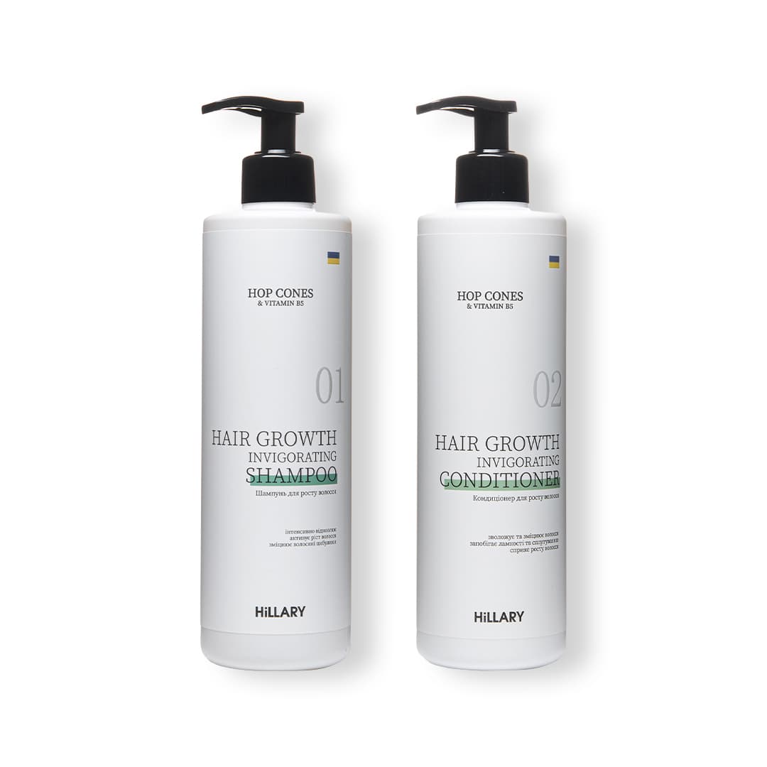 Шампунь і кондиціонер для росту волосся з шишками хмелю та B5, 500 мл