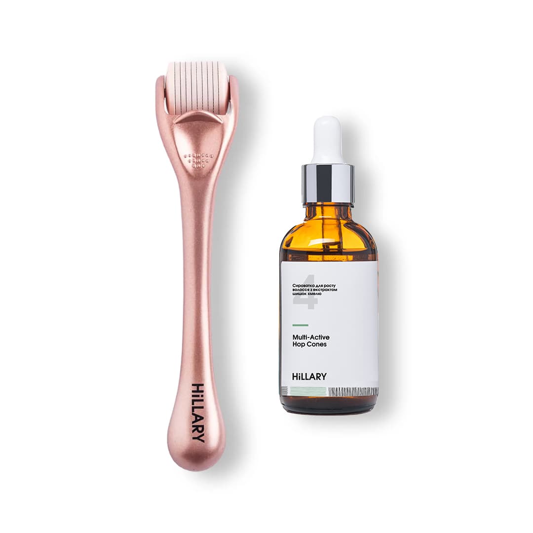 Мезоролер для шкіри голови та сироватка з екстрактом шишок хмелю