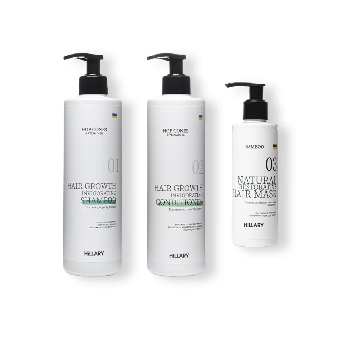 Комплекс для росту волосся з екстрактом шишок хмелю та B5 і маска Bamboo