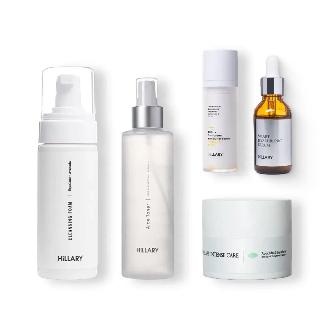 Набір для сухої шкіри обличчя із сонцезахисною сироваткою SPF 30 та вітаміном C