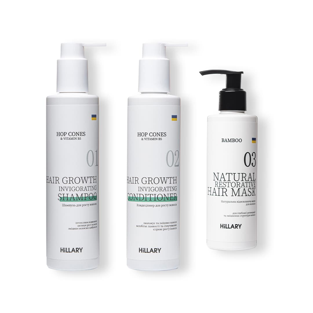 Набір для росту волосся з екстрактом шишок хмелю та B5 і маска Bamboo