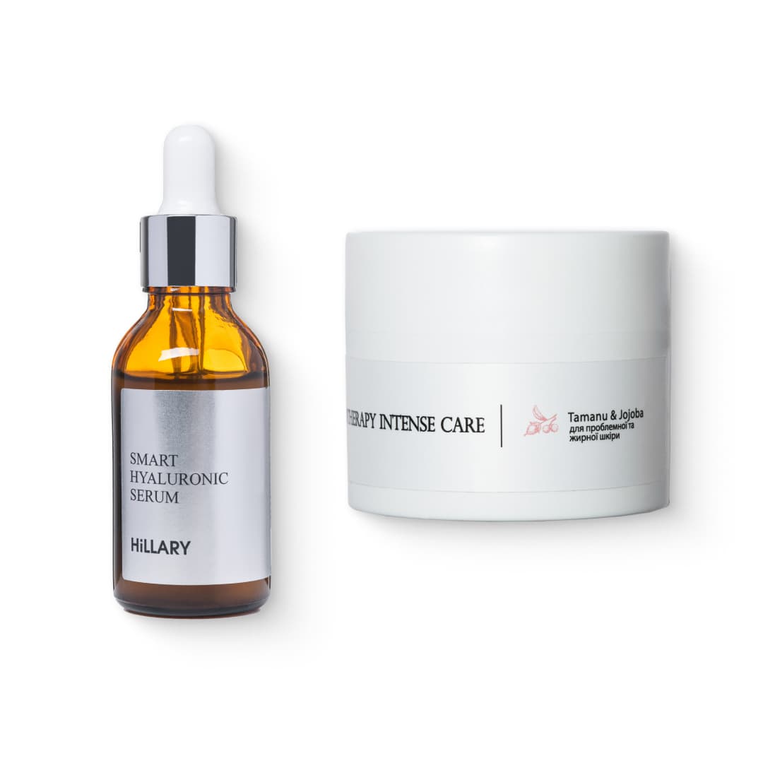 Гіалуронова сироватка та крем для жирної та проблемної шкіри