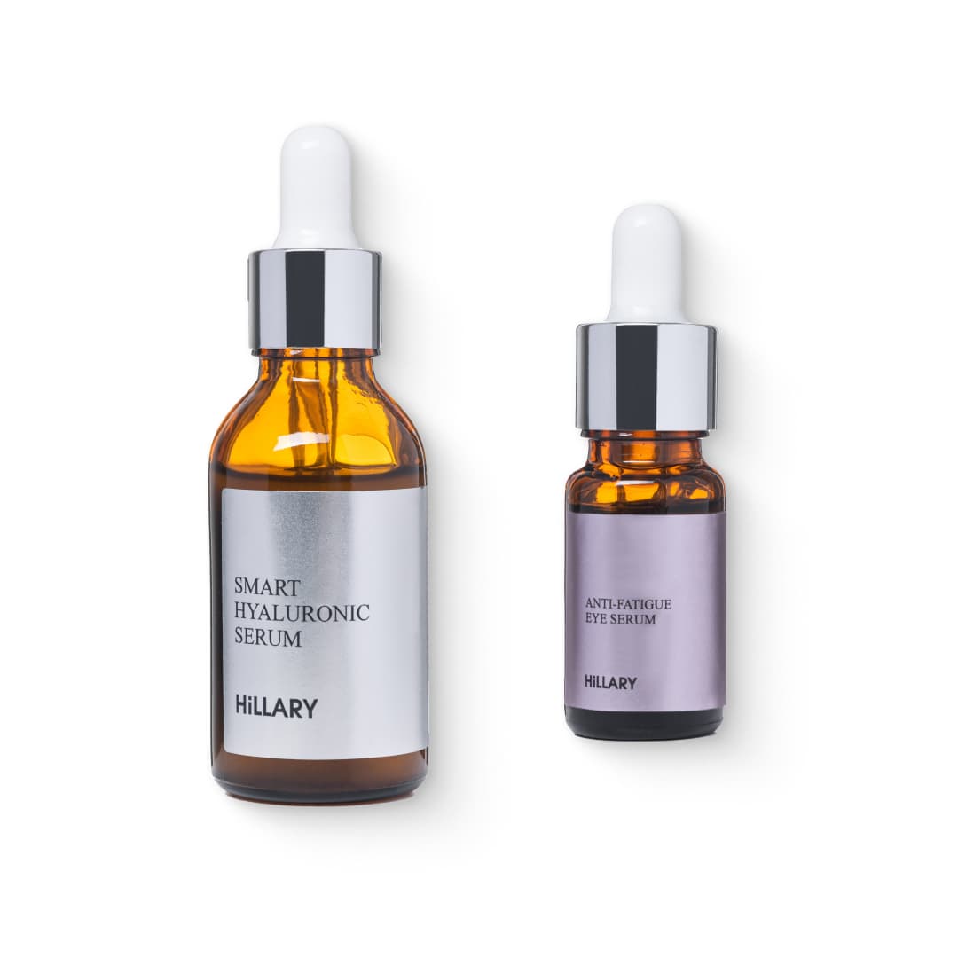 Гіалуронова сироватка та відновлювальна сироватка навколо очей