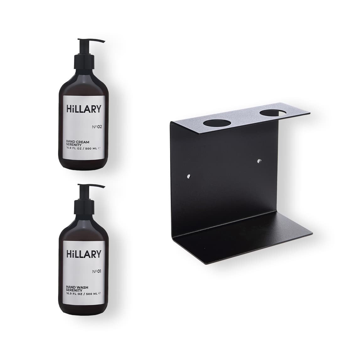 Набір крему та мила для рук Serenity з тримачем для 2 пляшок