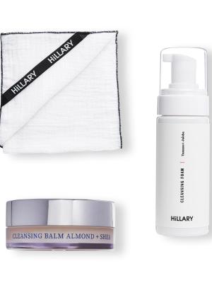 Набір для зняття макіяжу та очищення жирного типу шкіри Hillary Cleansing Balm Almond